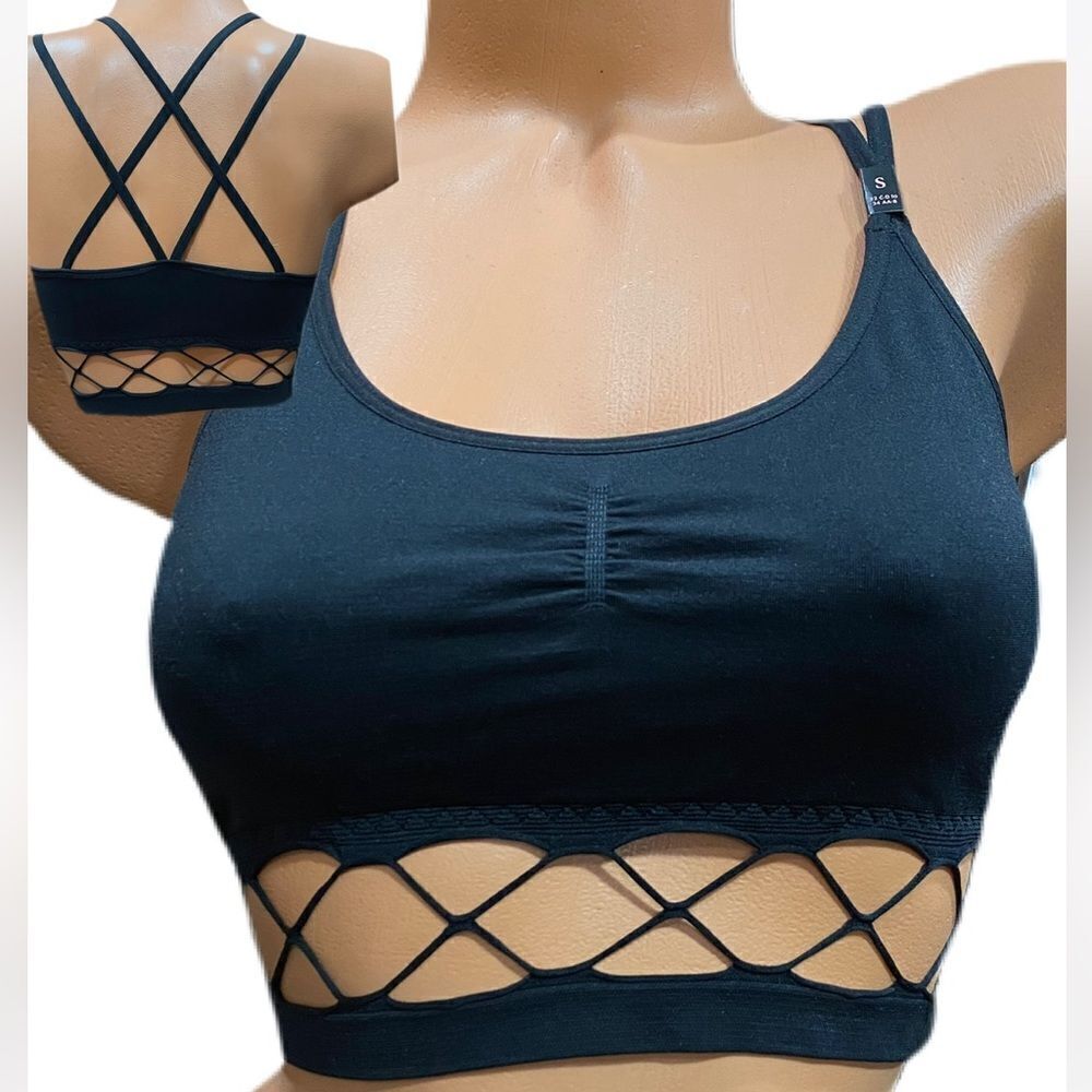 Victoria’s Secret Seamless Unlined Lattice waist bralette bra Black Medium